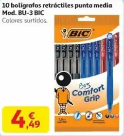 Alcampo BIC 10 bolígrafos retráctiles punta media Mod. BU-3 oferta