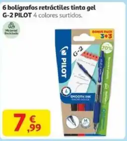 Alcampo PILOT 6 bolígrafos retráctiles tinta gel G-2 oferta
