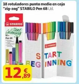 Alcampo STABILO 18 rotuladores punta media en caja "zig-zag" pen 68 oferta