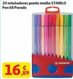Alcampo STABILO 20 rotuladores punta media Pen 68 Parade oferta