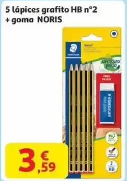 Alcampo NORIS 5 lápices grafito HB n°2 +goma oferta