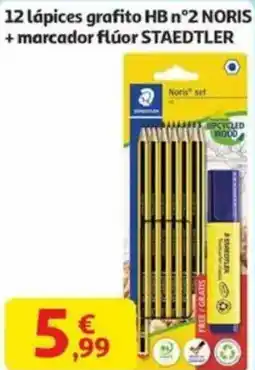 Alcampo STAEDTLER 12 lápices grafito hb n°2 noris +marcador flúor oferta
