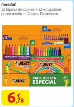 Alcampo BIC 12 lápices de colores + 12 rotuladores punta media + 12 ceras Plastidecor. oferta