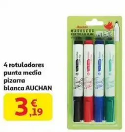 Alcampo AUCHAN 4 rotuladores punta media pizarra blanca oferta