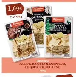 Hiperber RIKISSSIMO Ravioli ricotta & espinacas de quesos o de carne oferta