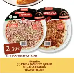 Hiperber RIKISSSIMO Pizza jamón y queso o barbacoa oferta
