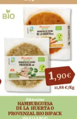 Hiperber RIKISSSIMO Hamburguesa de la huerta o provenzal bio bipack oferta