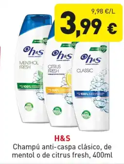 Hiperber H&S Champú anti-caspa clásico, de mentol o de citrus fresh oferta