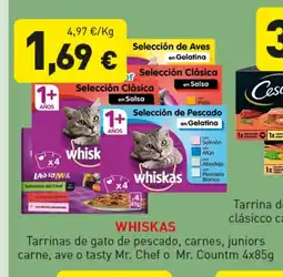 Hiperber WHISKAS Tarrinas de gato de pescado, carnes, juniors carne, ave o tasty Mr. Chef o Mr. Countm oferta