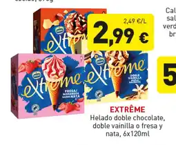 Hiperber EXTRÊME Helado doble chocolate, doble vainilla o fresa y nata oferta