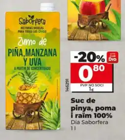 Dia Suc de pinya, poma i raïm 100% oferta