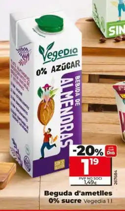 Dia Beguda d'ametlles 0% sucre oferta