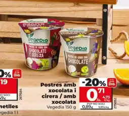 Dia Postres amb xocolata i cirera / amb xocolata oferta