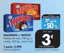 Supermercados Lupa MAXIBON de NESTLÉ Helado de nata oferta