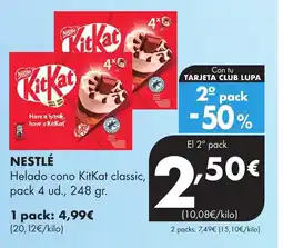 Supermercados Lupa NESTLÉ Helado cono KitKat classic oferta