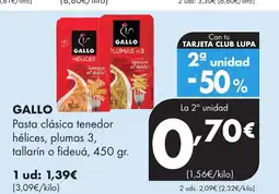 Supermercados Lupa ORLANDO Pasta clásica tenedor hélices, plumas 3, tallarín o fideuá oferta