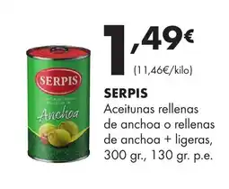 Supermercados Lupa SERPIS Aceitunas rellenas de anchoa o rellenas de anchoa + ligeras oferta