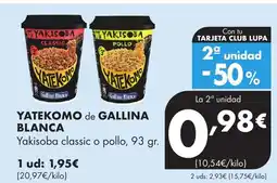 Supermercados Lupa YATEKOMO de GALLINA BLANCA Yakisoba classic o pollo oferta