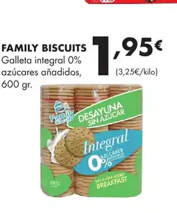 Supermercados Lupa FAMILY BISCUITS Galleta integral 0% azúcares añadidos oferta