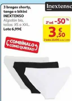 Alcampo INEXTENSO 3 bragas shorty tanga o bikini oferta