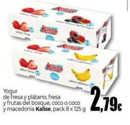 Unide Supermercados KALSE Yogur de fresa y plátano, fresa y frutas del bosque, coco o coco y macedonia oferta