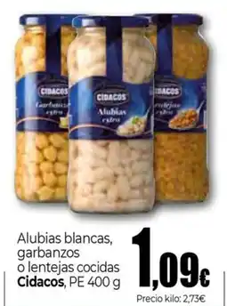Unide Supermercados CIDACOS Alubias blancas, garbanzos o lentejas cocidas oferta
