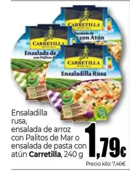 Unide Supermercados CARRETILLA Ensaladilla rusa ensalada de arroz con Palitos de Mar o ensalada de pasta con atún oferta