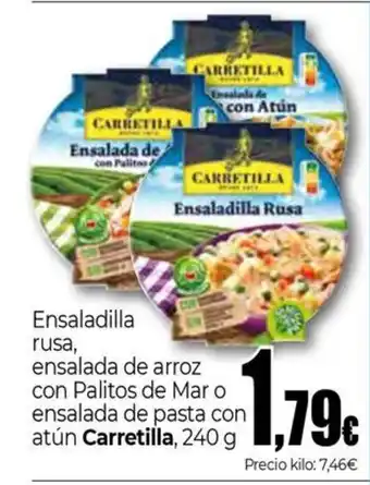 Unide Supermercados CARRETILLA Ensaladilla rusa ensalada de arroz con Palitos de Mar o ensalada de pasta con atún oferta