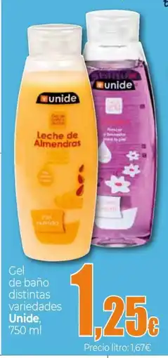 Unide Supermercados UNIDE Gel de baño distintas variedades oferta