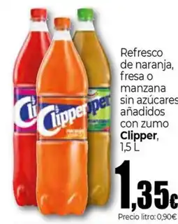 Unide Supermercados CLIPPER Refresco de naranja, fresa o manzana sin azúcares añadidos con zumo oferta