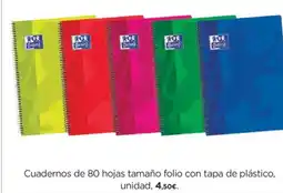 Hipercor Cuadernos de 80 hojas tamaño folio con tapa de plástico oferta