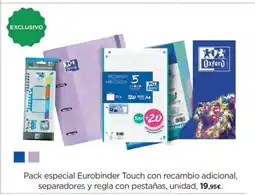 Hipercor Pack especial Eurobinder Touch con recambio adicional, separadores y regla con pestañas oferta