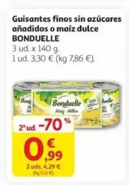 Alcampo BONDUELLE Guisantes finos sin azúcares añadidos o maíz dulce oferta