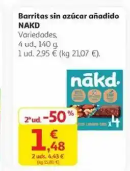 Alcampo NAKD Barritas sin azúcar añadido oferta