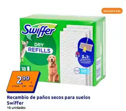 Action SWIFFER Recambio de paños secos para suelos oferta