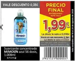 SPAR Mimosín - suavizante concentrado azul oferta