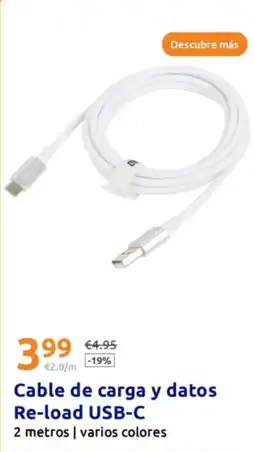 Action Cable de carga y datos Re-load USB-C oferta