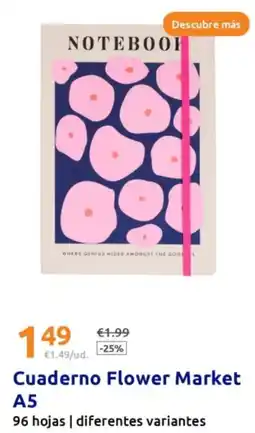 Action Cuaderno Flower Market A5 oferta