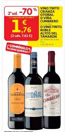 Alcampo Vino tinto crianza otoñal o viña cumbrero d.o. ca. rioja. o vino tinto roble altos del tamaron oferta