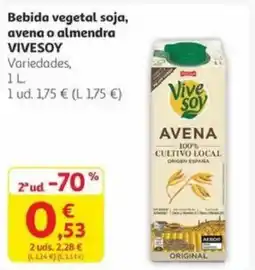 Alcampo VIVESOY Bebida vegetal soja, avena o almendra oferta