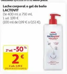 Alcampo LACTOVIT Leche corporal o gel de baño oferta