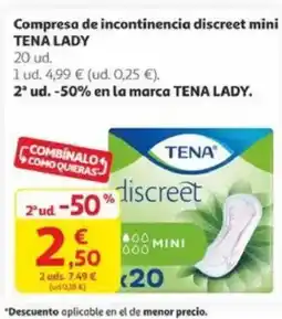 Alcampo TENA LADY Compresa de incontinencia discreet mini oferta