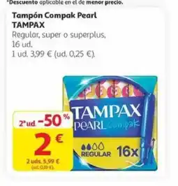 Alcampo TAMPAX Tampón Compak Pearl oferta