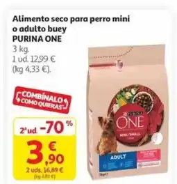 Alcampo PURINA ONE Alimento seco para perro mini o adulto buey oferta