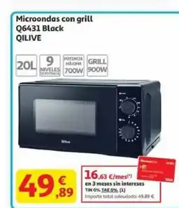 Alcampo QILIVE Microondas con grill Q6431 Black oferta