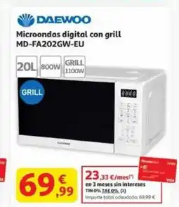 Alcampo DAEWOO Microondas digital con grill MD-FA202GW-EU oferta