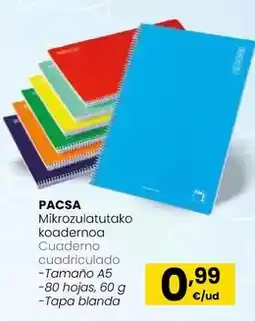 Eroski Pacsa - cuaderno cuadriculado oferta