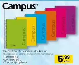 Eroski Campus - cuaderno cuadriculado microperforado oferta