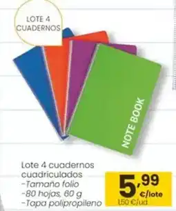 Eroski Lote 4 cuadernos cuadriculados oferta