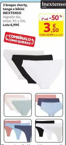 Alcampo Inextenso - 3 brages shorty, tanga o bikini oferta